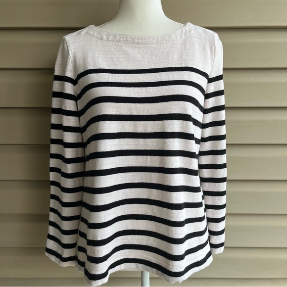 LOFT Tops - •LOFT• Black/White Striped Boatneck Top - Size Medium